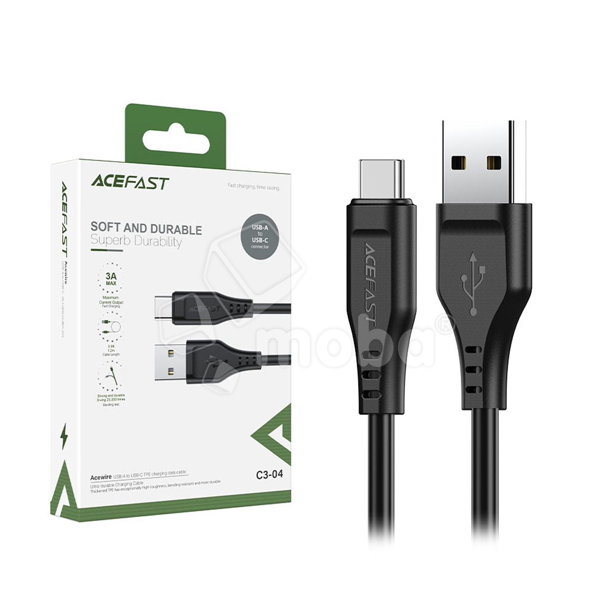 Кабель USB - Type-C Acefast C3-04 (3A, 1.2 м) Черный