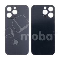 Задняя крышка для iPhone 14 Pro Max (A2895) Черный (стекло, узкий вырез под камеру, логотип) - Премиум
