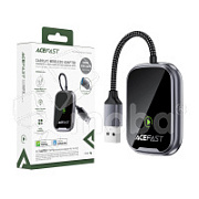 Адаптер USB Acefast QC1 (CarPlay/Android Auto, беспроводной, с адаптером Type-C) Серый
