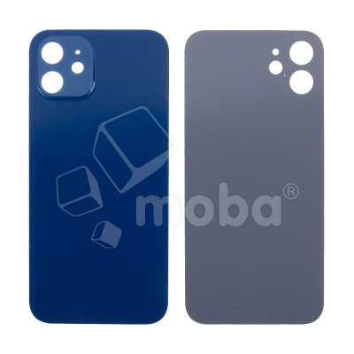 Задняя крышка для iPhone 12 (A2403) Синий (стекло, узкий вырез под камеру, логотип) - Премиум