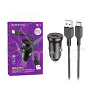 Автомобильное зарядное устройство USB Borofone BZ18 (18W, QC3.0, кабель Type-C) Черный