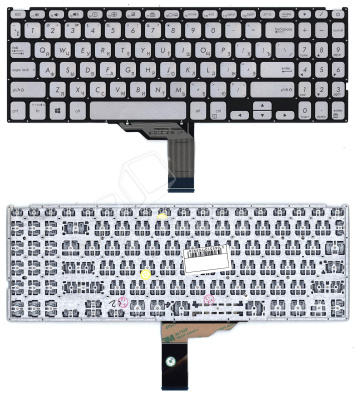 Клавиатура для ноутбука Asus Vivobook F509U серебристая с подсветкой 